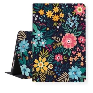 Floral Tablet Case - Black with Multicolor Design